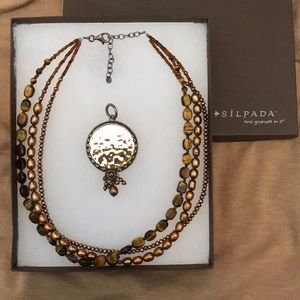 Silpada Tigers Eye & Bronze Pearl Necklace